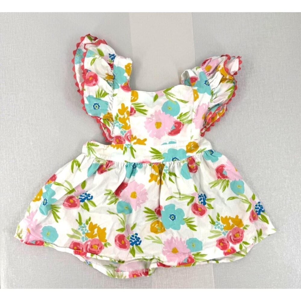 Sage and Lilly Girls Toddler Floral Print Apron Dress Size 3T 100% Cotton
